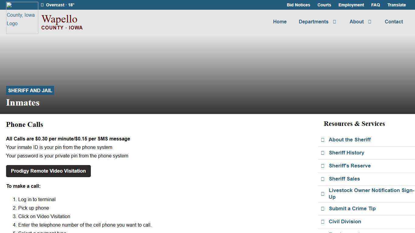 Inmates & VINE - Sheriff and Jail - Wapello County, Iowa